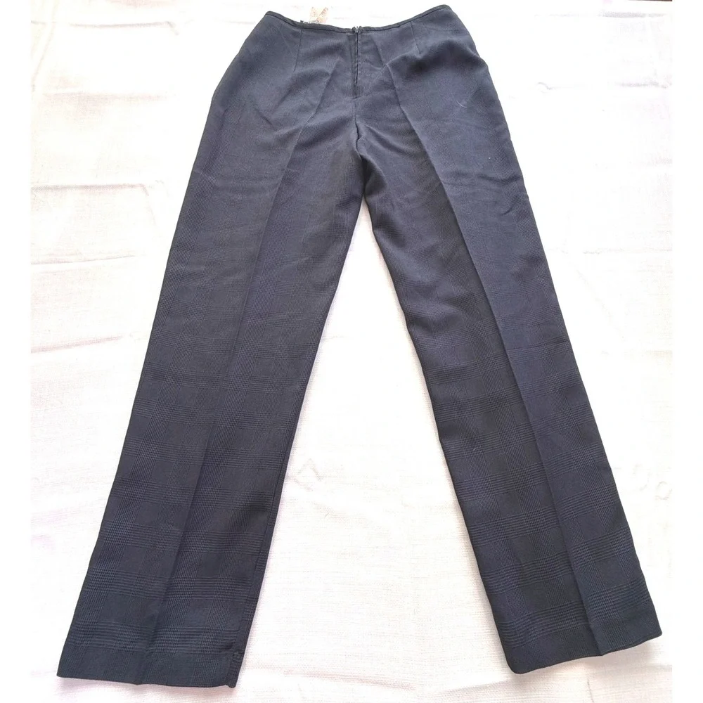 City Triangles Vintage 90s Blue Plaid High Waisted Straight Leg Pants‎ Size 9